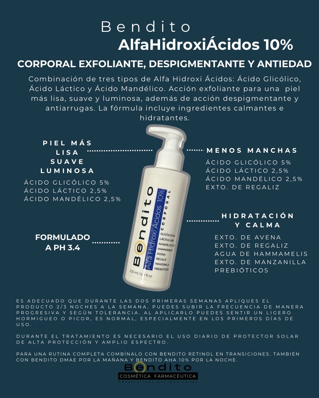 Bendito Alfa Hidroxi Ácidos 10%. Crema Corporal 200ml