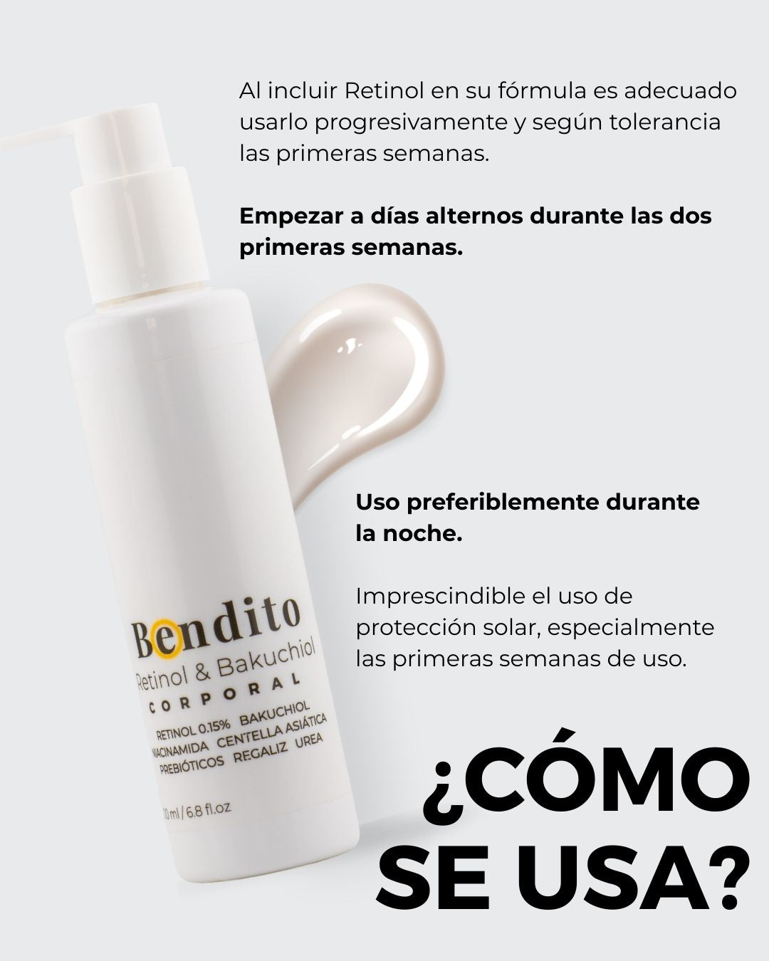 Bendito Retinol & Bakuchiol. Crema Corporal Antiedad para Cuello, Escote y Senos. 200ml
