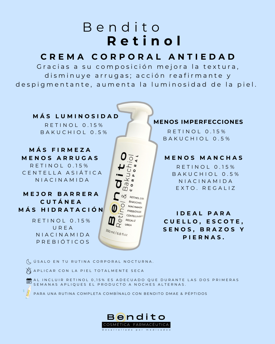Bendito Retinol & Bakuchiol. Crema Corporal 200ml