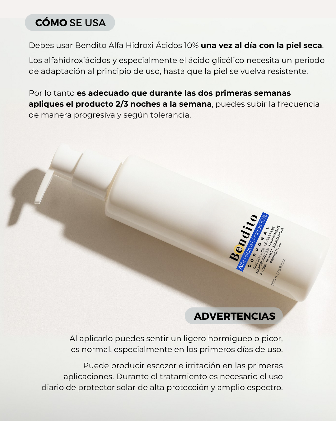 Bendito Alfa Hidroxi Ácidos 10%. Crema Corporal 200ml