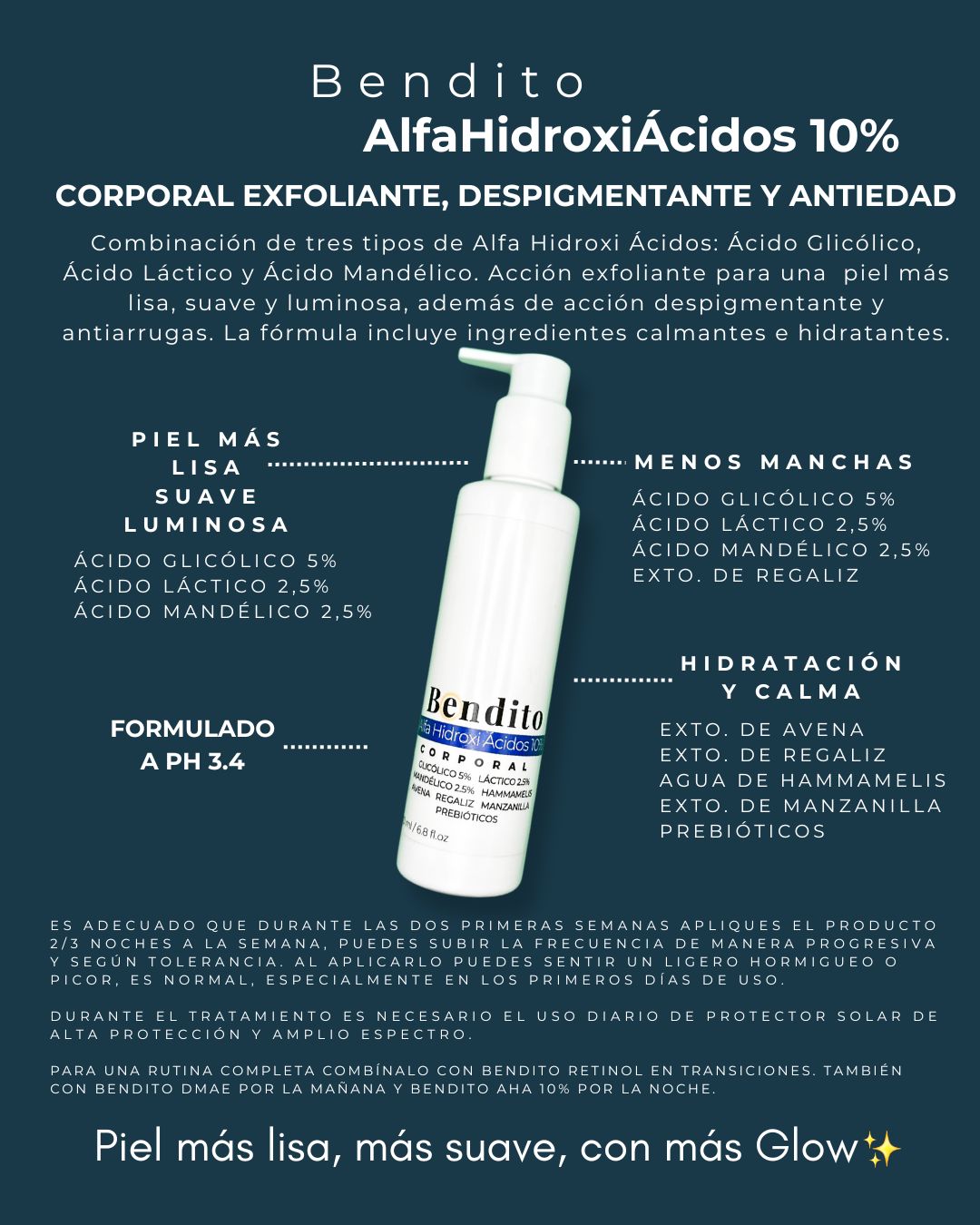 Bendito Alfa Hidroxi Ácidos 10%. Crema Corporal 200ml