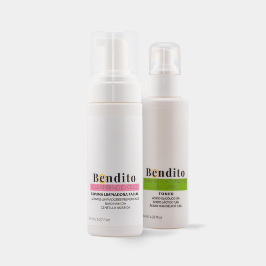 Bendito pack: Tónico Skin Retexturizing & Gl8W + Espuma limpiadora