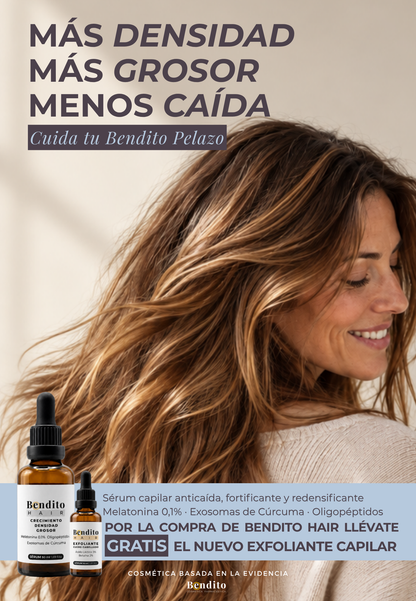 PROMO Bendito Hair crecimiento, densidad y grosor + Bendito Hair exfoliante GRATIS