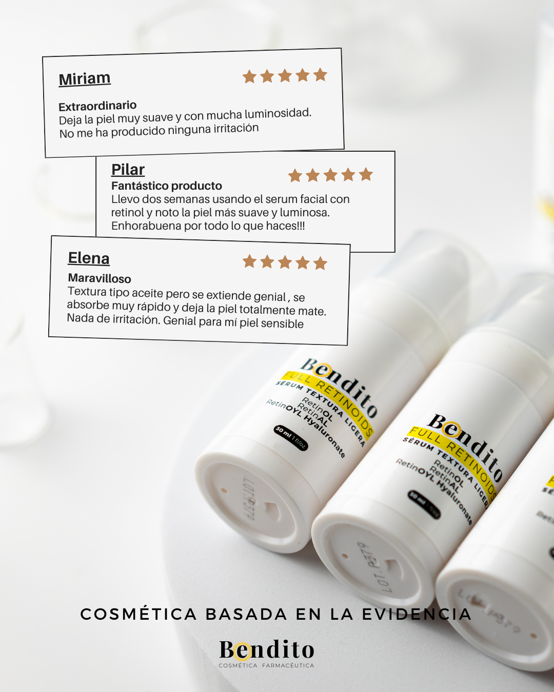 Bendito Full Retinoids Facial 30ml. Intensivo Antiedad con Retinol, Retinal y Retinoyl Hyaluronate