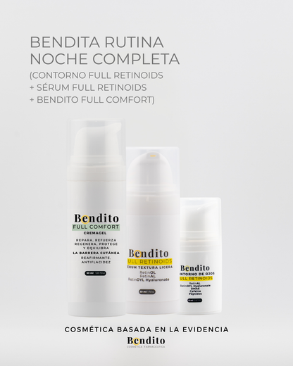 Bendita Rutina NOCHE COMPLETA: Full Retinoids contorno de ojos + Full Retinoids facial + Bendito Full Comfort