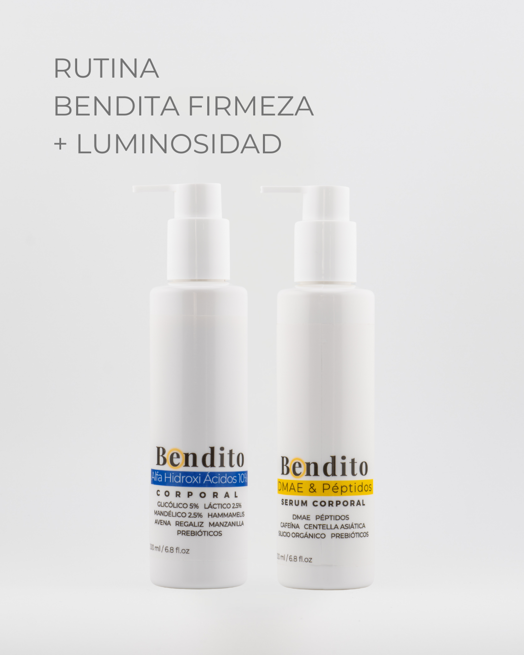 Rutina Bendita firmeza y luminosidad: Bendito DMAE + Bendito AHA 10%